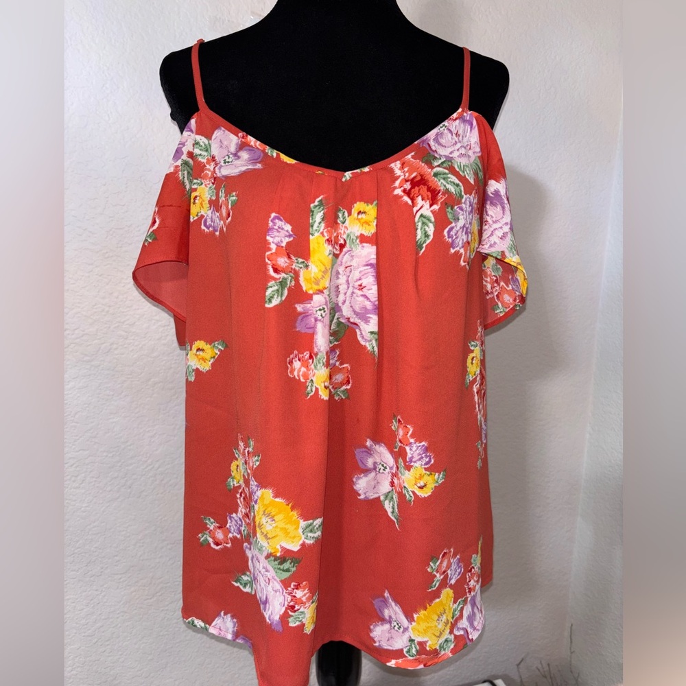 Dalia Floral Red-Orange Blouse